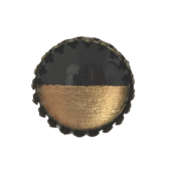 Bague ronde dentelée 20 mm couleur noir et or