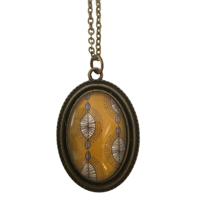 Collier pendentif ovale wax jaune