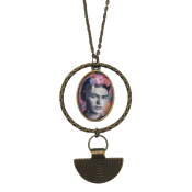 Collier  sautoir grand pendentif bronze cabochon Frida Khalo