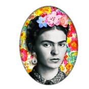 Broche ovale de style vintage Frida Khalo