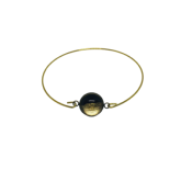 Bracelet rigide, cabochon en verre couleur noir et or