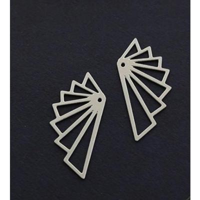Boucles d'oreilles acier style art déco origami émail bleu