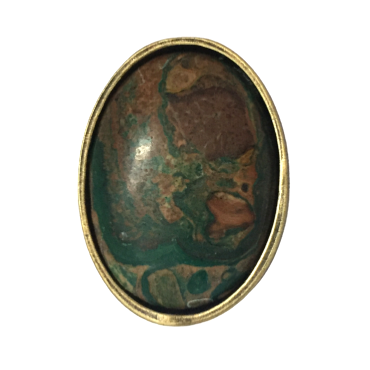 Bague  bronze ovale 40x30 mm oeil de fantome vert