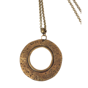 Collier sautoir antique bronze cercle martelé 48mm