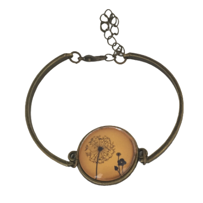 Bracelet rigide bronze pissenlit aune