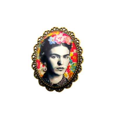Broche ovale de style vintage Frida Khalo