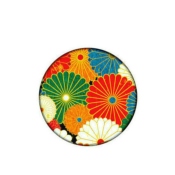Bague ronde 18 mm  fleurs japonisantes multicolores