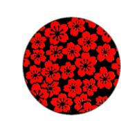 Bague ronde argent 25 mm fleurs rouge et noire