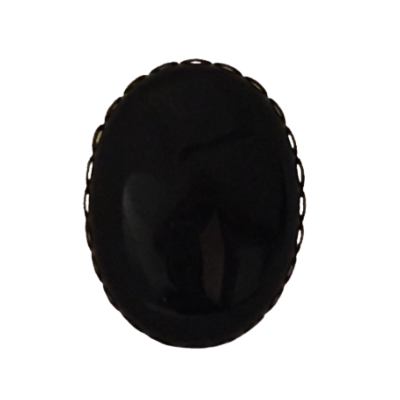 Bague  dentelée bronze ovale 40x30 mm agate noire