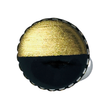 Bague ronde cabochon 25 mm couleur noir et or              
