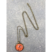 Collier pendentif 25mm   Pissenlit orange