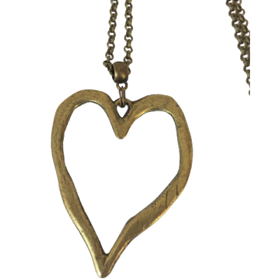Collier sautoir  coeur antique bronze c