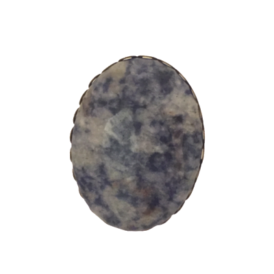 Bague bronze dentelée ovale 40x30 mm jaspe à pois bleu naturel