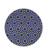 Collier pendentif 25mm  fleurs beige fond bleu